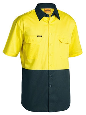 BISLEY MENS TWO TONE COOL LIGHTWEIGHT DRILL SHORT SLEEVE SHIRT