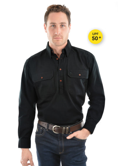 THOMAS COOK Heavy Cotton Drill Half Placket Shirt