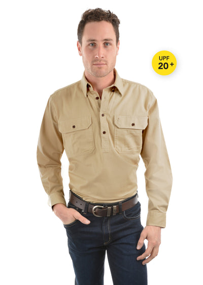 THOMAS COOK Heavy Cotton Drill Half Placket Shirt