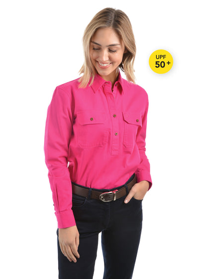 THOMAS COOK Womens Heavy Drill Half Placket L/S Shirt
