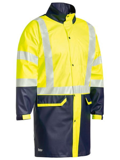 BISLEY TAPED 2 TONE HI VIS STRETCH PU RAIN COAT