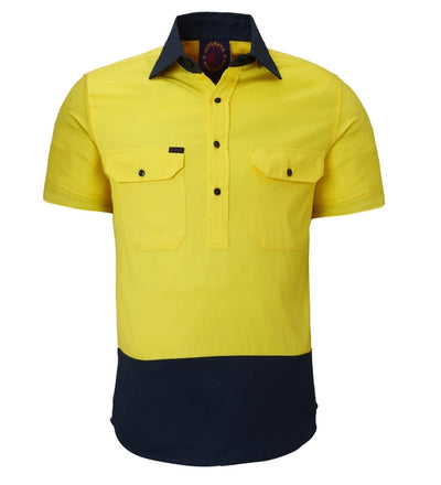 RITEMATE Closed Front S/S 2 Tone Shirt