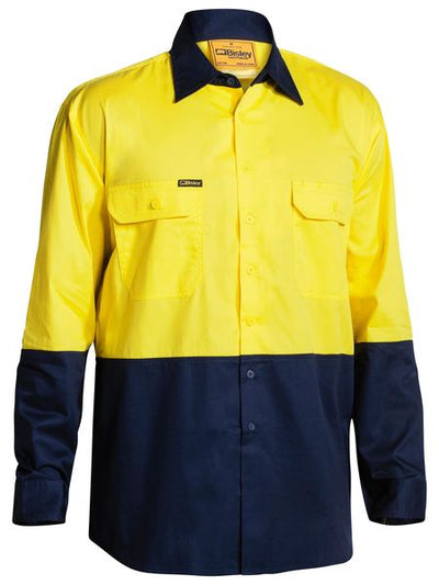 BISLEY MENS TWO TONE HI VIS COOL LIGHTWEIGHT DRILL SHIRT