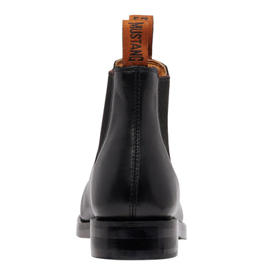 MUSTANG SIGNATURE MENS PULL UP LEATHER BOOT BLACK