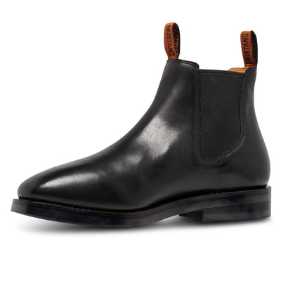 MUSTANG SIGNATURE MENS PULL UP LEATHER BOOT BLACK
