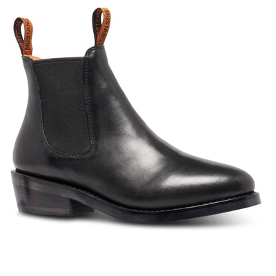 MUSTANG SIGNATURE WOMENS PULL UP LEATHER BOOTS BLACK