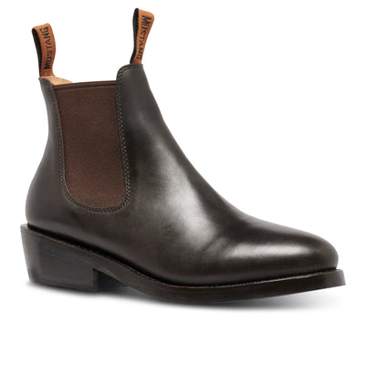 MUSTANG SIGNATURE WOMENS PULL UP LEATHER BOOTS BROWN