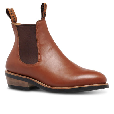 MUSTANG SIGNATURE WOMENS PULL UP LEATHER BOOTS TAN