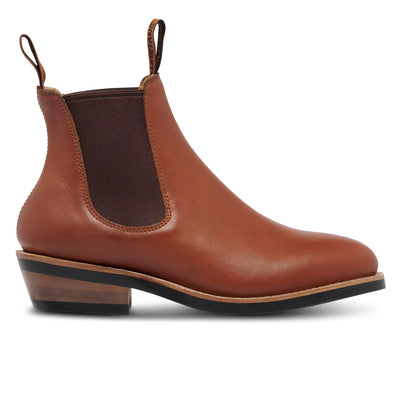 MUSTANG SIGNATURE WOMENS PULL UP LEATHER BOOTS TAN