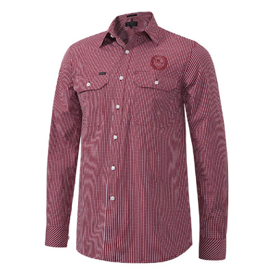 PNSLSC CHECK LS SHIRT RED/WHITE (MAROON EMB)
