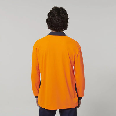 HARD YAKKA MENS LONG SLEEVE HI VIS POLO