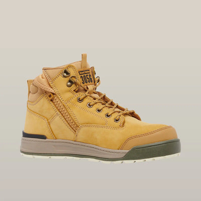 Hard Yakka Lace Up & Side Zip Steel Toe Safety Boot (Wheat)