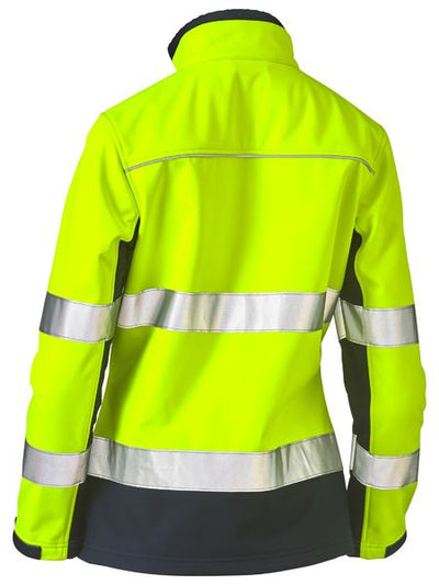 BISLEY WOMENS TAPED TWO TONE HI VIS SOFTSHELL JACKET