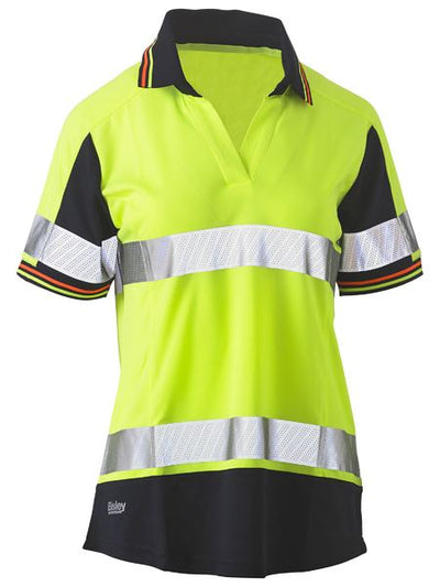 BISLEY WOMENS TAPED 2 TONED HI VIS V-NECK S/S POLO