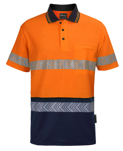 JB'S HI VIS (D+N) COTTON BACK S/S SEGMENTED TAPE POLO