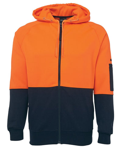 JB'S HI VIS FULL ZIP FLEECY HOODIE