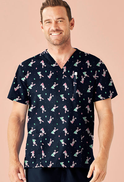 BIZ CARE MENS EASTER V-NECK SCRUB TOP  (ORDER CUT OFF 11th MARCH)