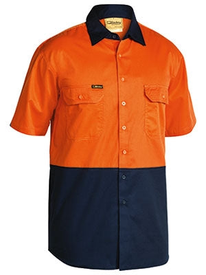 BISLEY MENS TWO TONE COOL LIGHTWEIGHT DRILL SHORT SLEEVE SHIRT