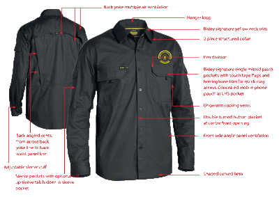 GSL SURVEY CHARCOAL AIRFLOW RIPSTOP SHIRT (EMBROIDERED)