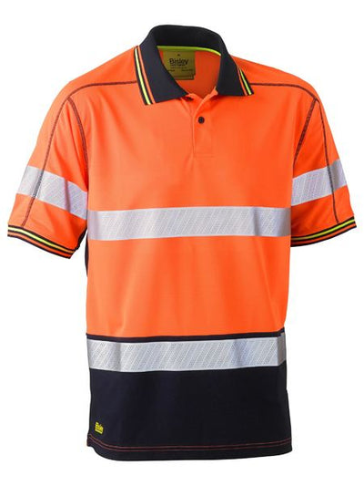 BISLEY TAPED 2 TONE HI VIS POLYESTER MESH POLO SHIRT -SHORT SLEEVE