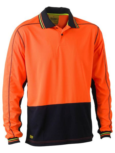 BISLEY 2 TONE HI-VIS POLYESTER MESH POLO LONG SLEEVE