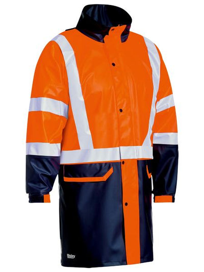 BISLEY TAPED 2 TONE HI VIS STRETCH PU RAIN COAT