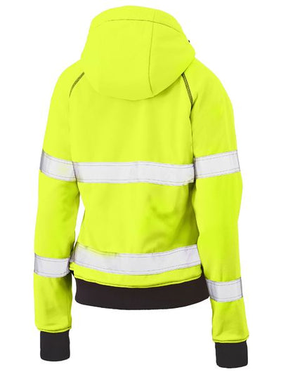 BISLEY WOMEN'S TAPED HI VIS FLEECE ZIP FRONT HOODIE WITH SHERPA LINING