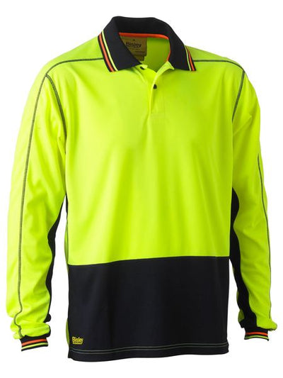 BISLEY 2 TONE HI-VIS POLYESTER MESH POLO LONG SLEEVE