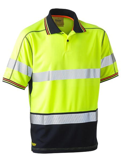 BISLEY TAPED 2 TONE HI VIS POLYESTER MESH POLO SHIRT -SHORT SLEEVE