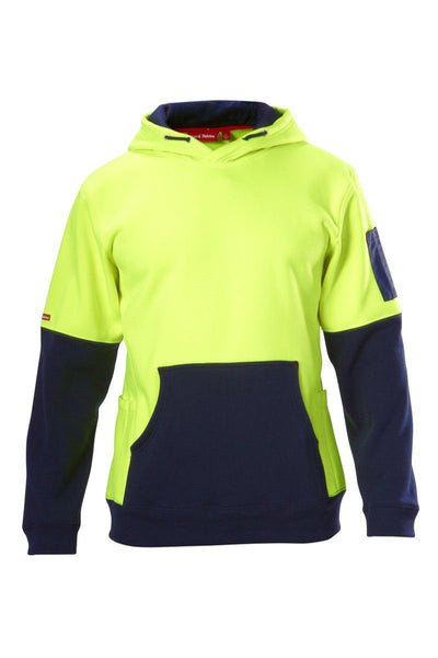 HARD YAKKA FOUNDATIONS HI-VISIBILITY TWO TONE BRUSHED FLEECE HOODIE
