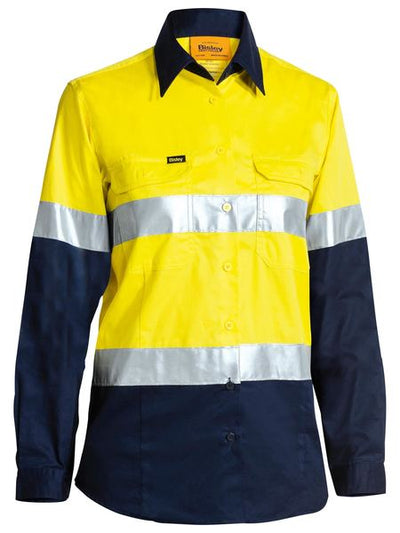 BISLEY WOMEN'S TAPED HI VIS COOL LIGHTWEIGHT DRILL SHIRT