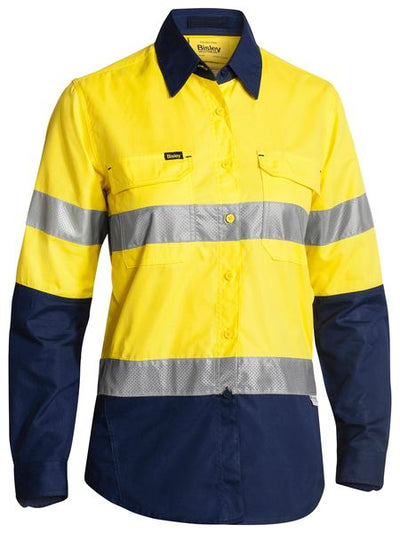 BISLEY WOMENS X AIRFLOW TAPED HI VIS L/S RIPSTOP SHIRT