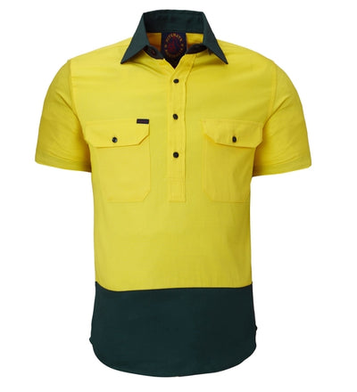 RITEMATE Closed Front S/S 2 Tone Shirt